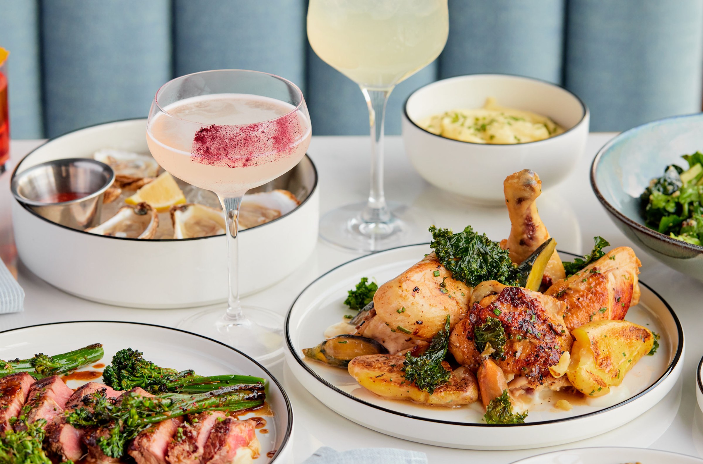 A spread of food and cocktails at Hamilton’s.