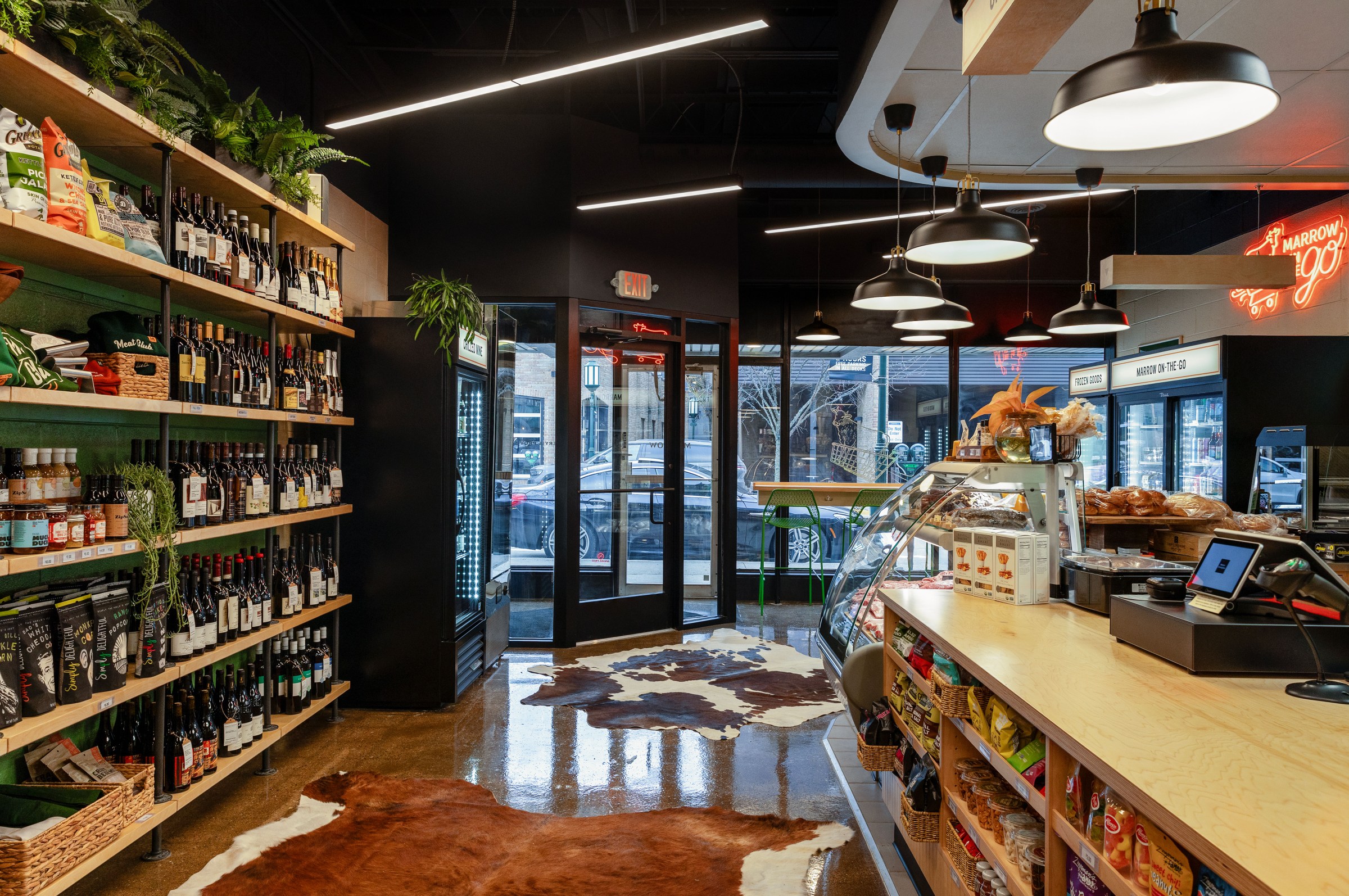 The interior of Marrow’s market and butcher shop counter in Birmingham.
