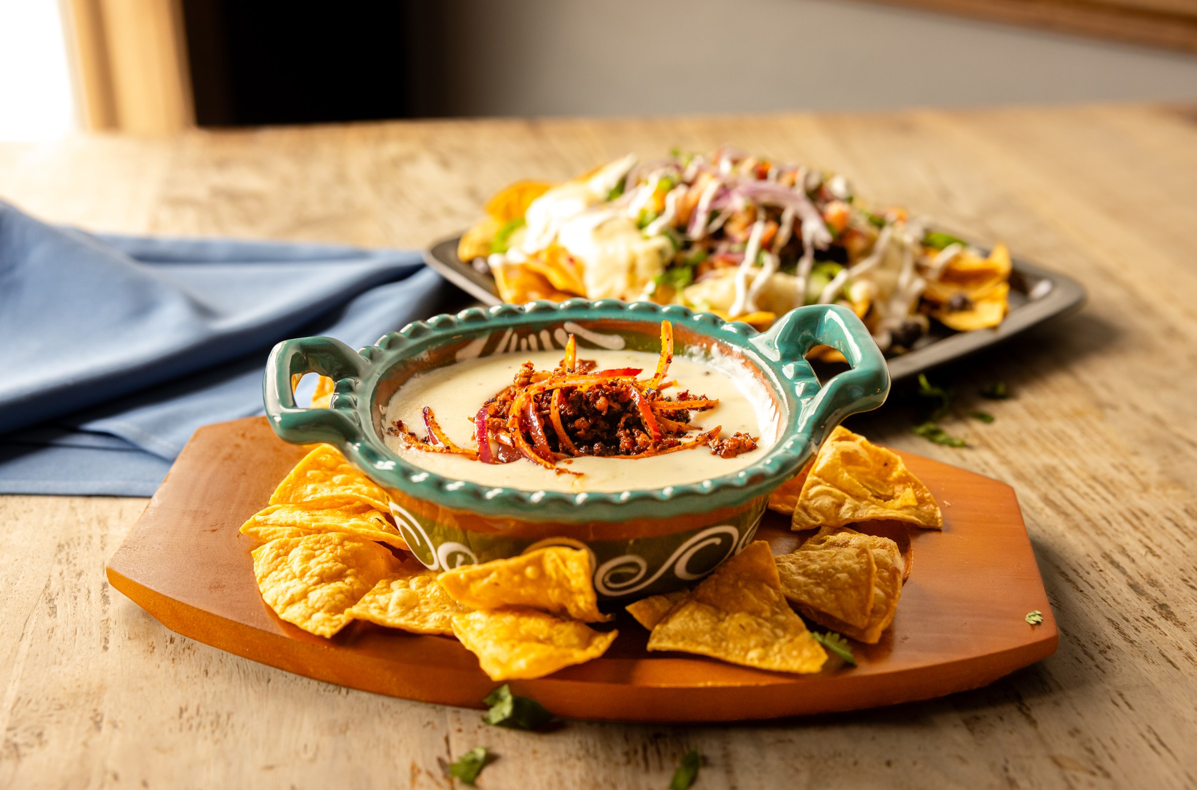 Queso fundido with tortilla chips from Carajillo in Ferndale, Michigan.
